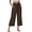 COFFEE, variant on Pants for Women Summer Linen Pants with Pockets Casual Wide Leg Capri Pants Flowy Waisted Drawstring Pants L