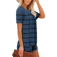 thumbnail image 4 of Womens Fake Two Piece Tunic Tops, Short Sleeve Shirts for Women Summer Fashion Striped Printed Crewneck T-Shirts, 4 of 6