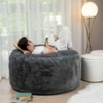 thumbnail image 2 of Gouchee Home Simcoe Faux Rabbit Fur Foam Bean Bag Chair – Large 4ft Charcoal Lounger with Pre-Cut Foam Filling, Soft Washable Cover, and Durable Inner Liner – Cozy Seating for Dorm or Living Room, 2 of 6