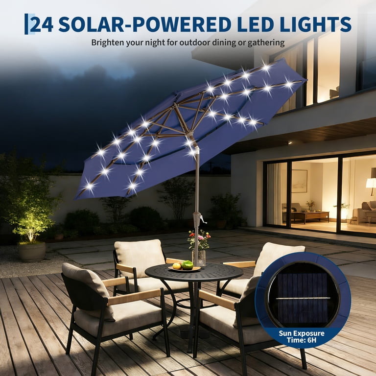 9 foot patio umbrella with lights Blissun ft Solar Umbrella, 32 LED Lighted Umbrella, Table Market Umbrella, Outdoor for Garden, Deck, Backyard, Pool and Beach (Red) : Patio, Lawn & Garden You can happily enjoy an afternoon tea under 9 ft Backyard Expressions 9ft Solar Patio