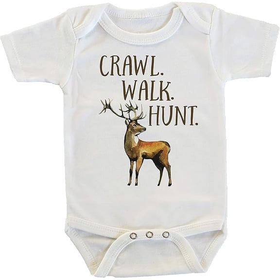 Crawl Walk Hunt Deer Antlers Onesie/Bodysuit