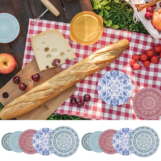 10 Piezas de Cubiertas de Algodón Reutilizables en 5 Tamaños, Tela Elástica para Almacenamiento de Alimentos, Cubiertas Reutilizables para Tazones de Pan, Tapas Reutilizables para Alimentos, Frutas y