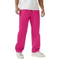 thumbnail image 4 of Dwelliawo Sweatpants for Men Open Bottom Wide Leg Gym Pant Athletic Fleece Loose Sweatpants with Pocket Drawstring Lightweight Pants Hot Pink 3XL, 4 of 7