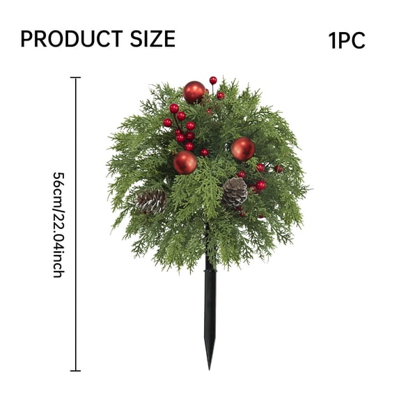 Uv Resistant Artificial Poinsettia Yard Stake, Realistic Christmas Floral Stake with Frosted Branches, Pine Cones and Berries, for Outdoor Garden and Indoor Tabletop Holiday Decor