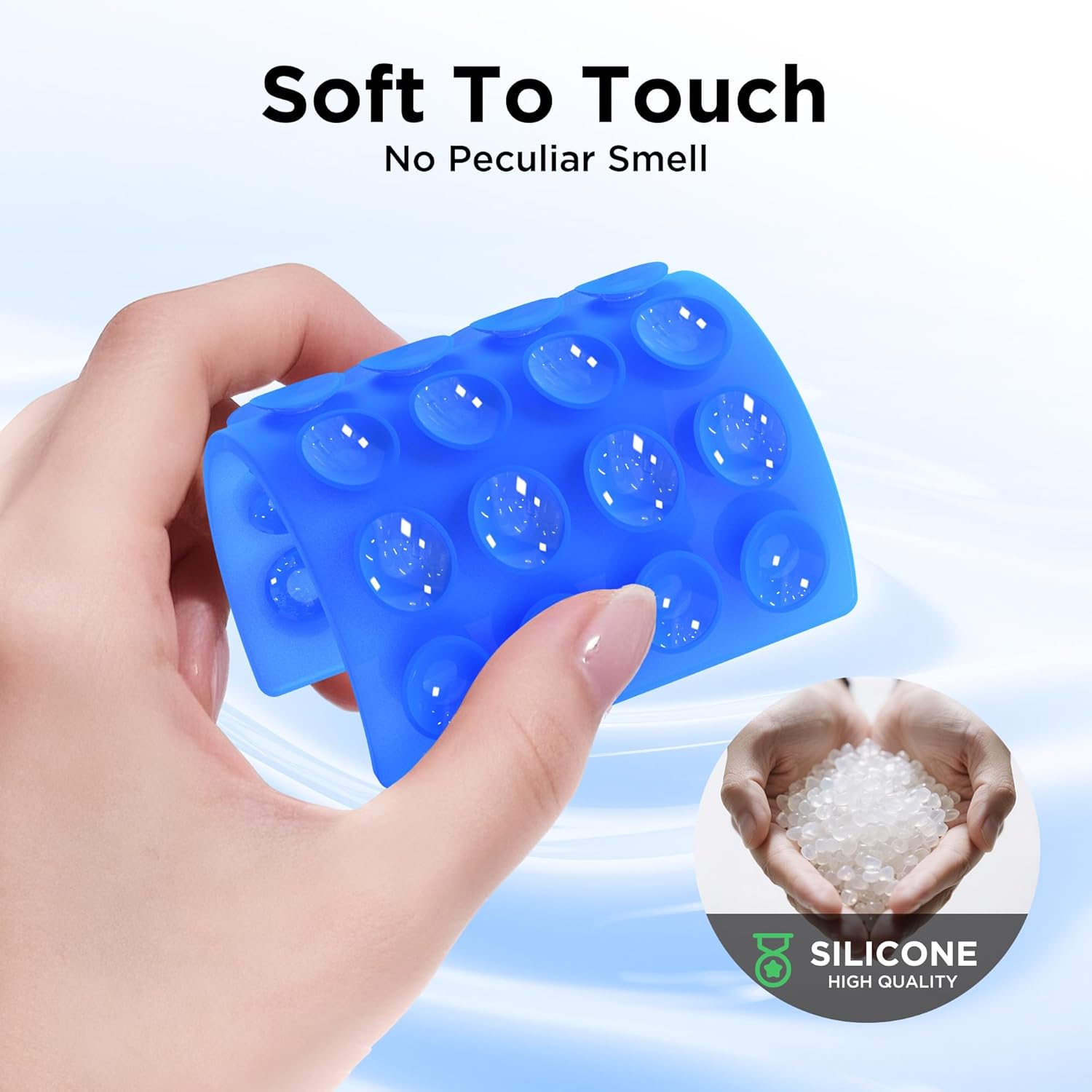 MKEUDQ-2 Pack Silicone Suction Cup Phone Case Mount Double-Sided, Hands-Free Strong Grip Holder for iPhone and Android, Sticky Phone Stand for Selfies and Videos, Azure Blue+Transparent