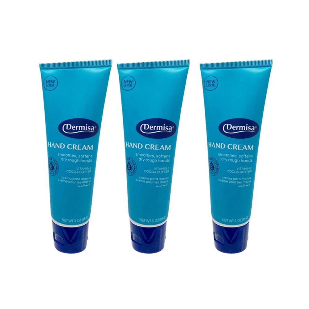 Dermisa Hand Cream with Vitamin-E. Non-Greasy. Moisturizes, Softens and Protects Your Skin. Light and Fast Absorbing. 3 oz / 85g. Pack of 3
