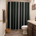 thumbnail image 5 of Xipuska Black Green White Shower Curtain - Water Repellent Fabric Shower Curtains Washable, Boho Vintage Abstract Striped Lines Decorative Polyester Cloth Bathroom Curtains Modern Bath Decor 36"x72", 5 of 6