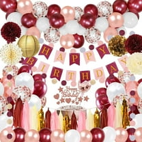 AOWEE Women Burgundy Party Decoration, Burgundy Rose Gold Balloon Arch with Confetti Balloon Heart Foil Balloon Paper Tassels for Wedding Baby Shower Bachelorette Lady 30th 40th Birthday