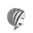 thumbnail image 2 of Mytys Vintage Wide Ring Classic Black Marcasite Crystal Rows Statement Silver Chunky Rings (Silver 4, 6), 2 of 4