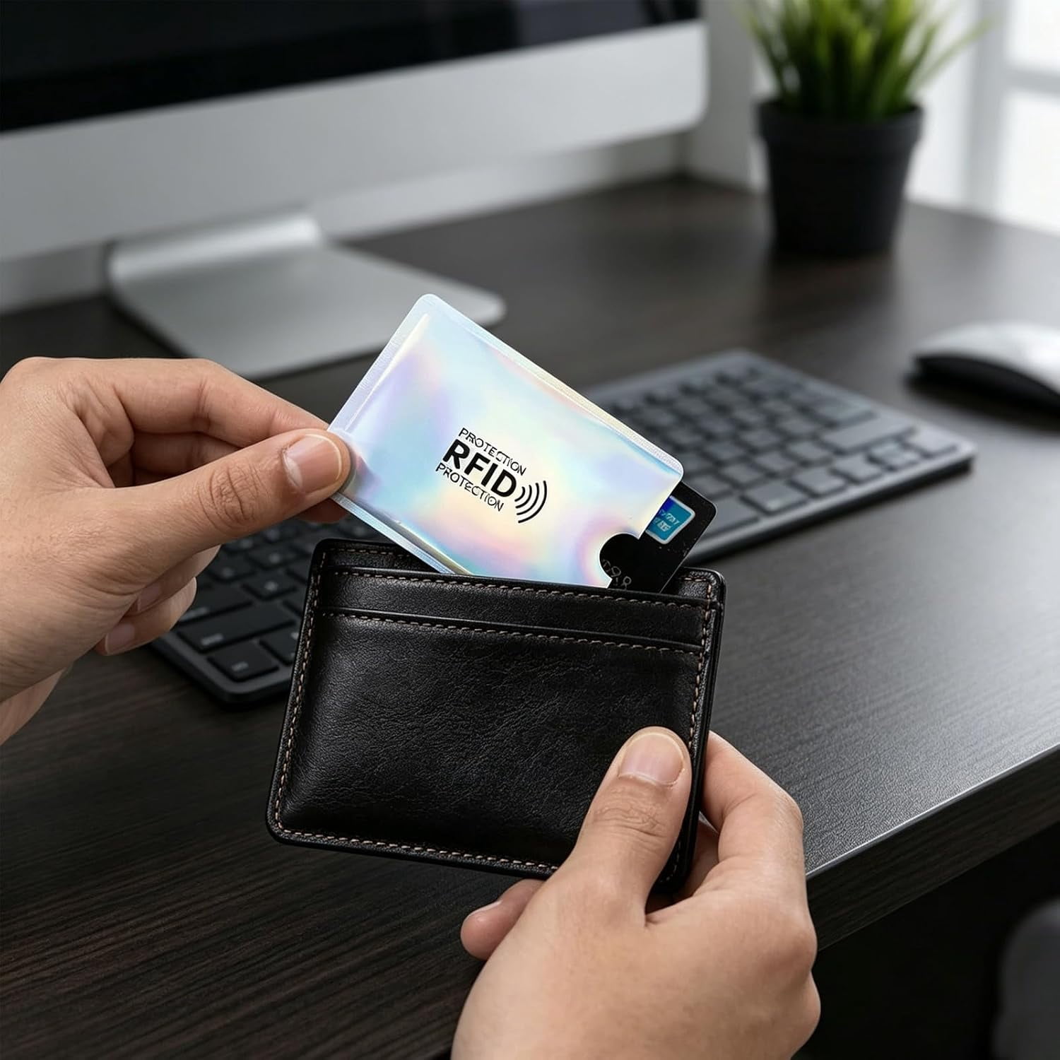 debit card protection sleeves valonic set of 6 RFID blocking - transparent front, Credit Protector sleeve for wallet pack and each sleeve in the pack is a different design Clear Vinyl ATM Jacket -