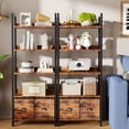 thumbnail image 5 of Satifur 5 Tier Rustic Brown Industrial Bookcase, Tall Storage Organizer with Detachable Drawers, Waterproof & Easy Clean Shelving for Bedroom, Kitchen, Entryway, 5 of 8