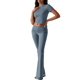 thumbnail image 1 of Pantalón de Traje de Corta Ajustado de Color Liso Gris Azul L, 1 of 9