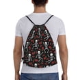 thumbnail image 2 of Kdxio Skeleton with Roses Print Drawstring Backpack Bag,Waterproof Draw String Back Sack, Gym Drawstring Bags Swim Bag For Unisex, 2 of 9