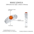 thumbnail image 4 of Rosec Jewels Genuine Fire Opal Solitaire Band Ring with Diamond (0.50 CT, AAA Quality), 925 Sterling Silver, US 4.00, 4 of 6
