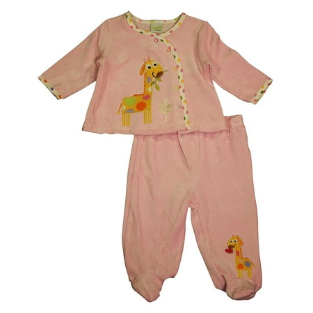 

Happi by Dena Baby Girls Newborn 2 Piece Long Sleeve Top & Footed Pant Set 34819-6-9Months (PINK VELOUR)