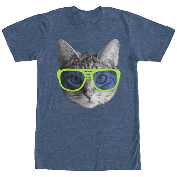 Men's Lost Gods Cool Cat in Sunglasses  Graphic Tee Navy Blue Heather Large