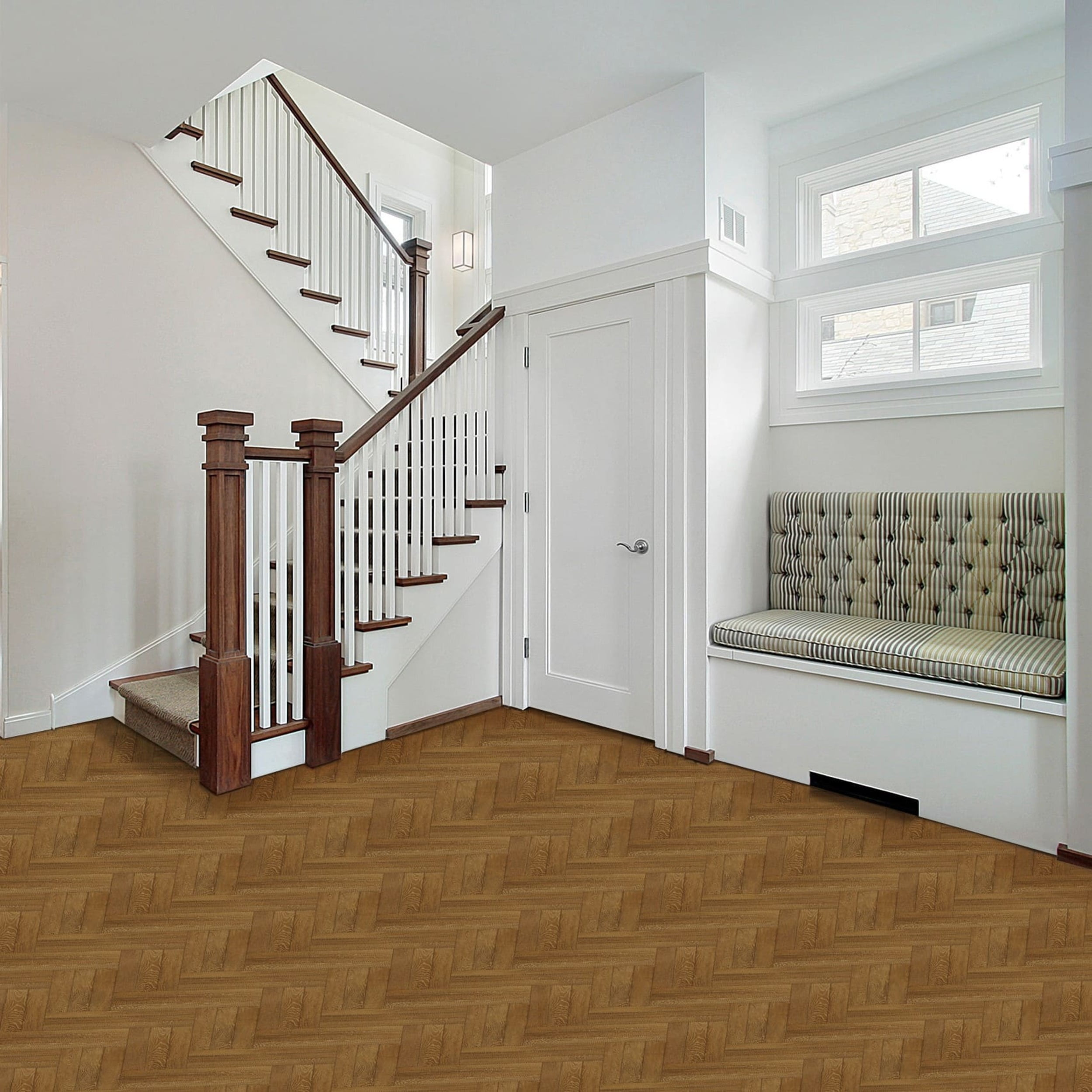 Achim Retro 12" x 12" 1.5mm Peel & Stick Vinyl Floor Tiles, 20 Tiles/20 sq. ft., Blonde Herringbone