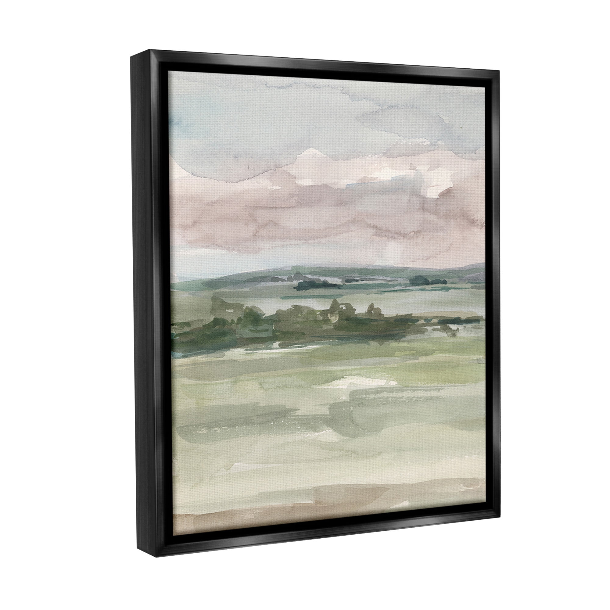 Stupell Industries Abstract Rural Landscape Landscape Painting Black Floater Framed Canvas Art Print Wall Art, 25 x 31