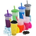 thumbnail image 4 of Plastic Tumblers Bulk with Lids | Straws for Adults Kids: 12 oz Reusable Drinking Cups Reusable Ice Cold Color Changing Cups, 4 of 9