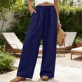 thumbnail image 2 of Women's Linen Pants Drawstring Elastic Waist Pants with Pockets Flowy Wide Leg Straight Leg Slacks Casual Baggy Trousers Fashion Trendy Pant 2026 Summer Beach Vacation Outfits, 2 of 9