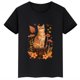 thumbnail image 3 of Camiseta de algodón de verano para niños con estampado de gato y hongo, camisetas personalizadas de manga corta negras para niños y niñas, 3 of 5