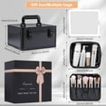 thumbnail image 5 of Makeup Box with Led Mirror,Travel Train Hard Case with Rechargeable Lighted Mirror Adjustable Dividers,Cosmetic Organizer Storage Bag for Makeup Artists,Appropriate Gift for Women and Girls,Black, 5 of 7