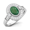 thumbnail image 2 of 1.48 Ctw Oval Shape Emerald 925 Sterling Silver Solitaire Halo Women Bridal Ring, 2 of 3
