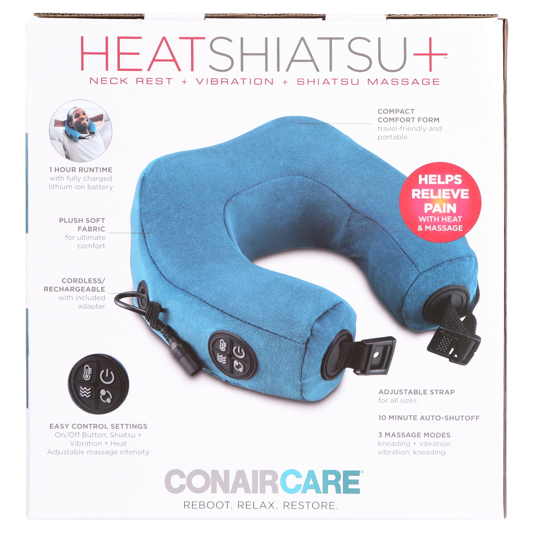ConairCare HeatShiatsu+ Neck Rest with Vibration, Heat and Shiatsu