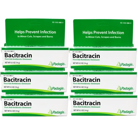 Bacitracin Ointment First Aid Antibiotic, Prevent Infection Minor Cut, 0.5oz (14g) - 6 Pack