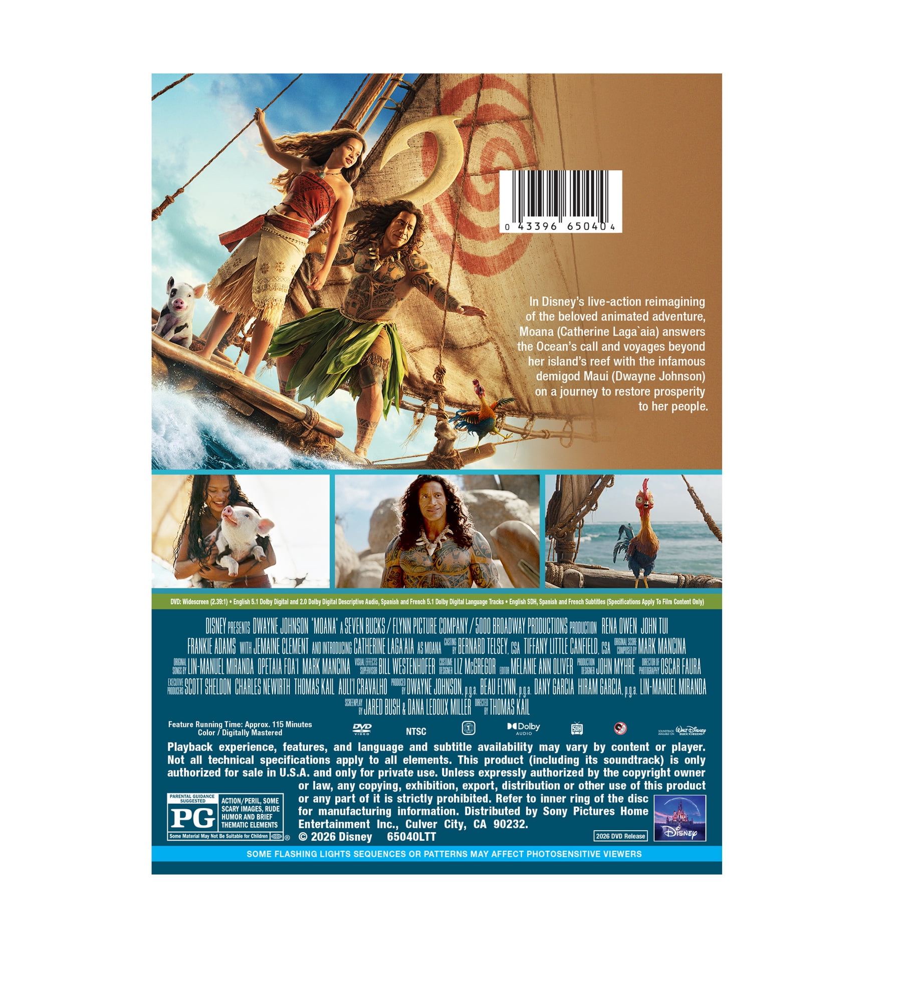 Moana (2026) (DVD) Walt Disney Pictures Live Action, Action, Adventure
