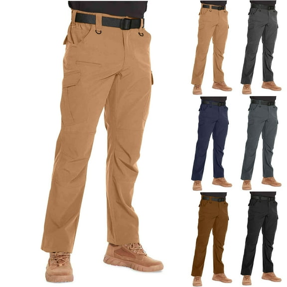 Miluxas Mens Tactical Pants Waterproof Ripstop Flex Camo Cargo Pants Big and Tall Stretch Work Carpenter Pant Multi Pockets Navy