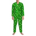 thumbnail image 3 of Honeii St Patrick's Day2 Pattern Mens Pajamas Set,2pcs Men's Lounge Long Sleeve Sleep Shirt and Pajama Bottoms Sleepwear Set,Mens Pjs Sets-Medium, 3 of 7
