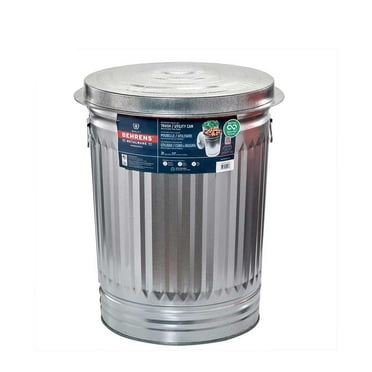 31-Gallon Galvanized Steel Trash Can - Trash can with lid - Galvanized Trash can with lid - Metal Trash can - Outdoor Garbage can with lid -Steel, Gray - Pre-Galvanized Trash Can with Lid Round.