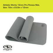 Athletic Works Fitness Mat, 12 mm, 72 in x 23.5 in, Gray, with Carry Strap