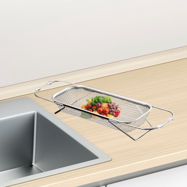 Escurridor de fregadero, cesta de drenaje, utensilios, herramientas, estante de almacenamiento expandible para el hogar, la cocina, el desagüe, las 31 cm x 13 cm x 65 cm