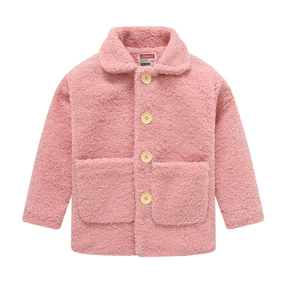 Coerni Baby Girls Faux Fur Teddy Long Coat Tollder Kids Winter Fleece Button Jacket Warm Winter Outwear Clothes 1-6 Years