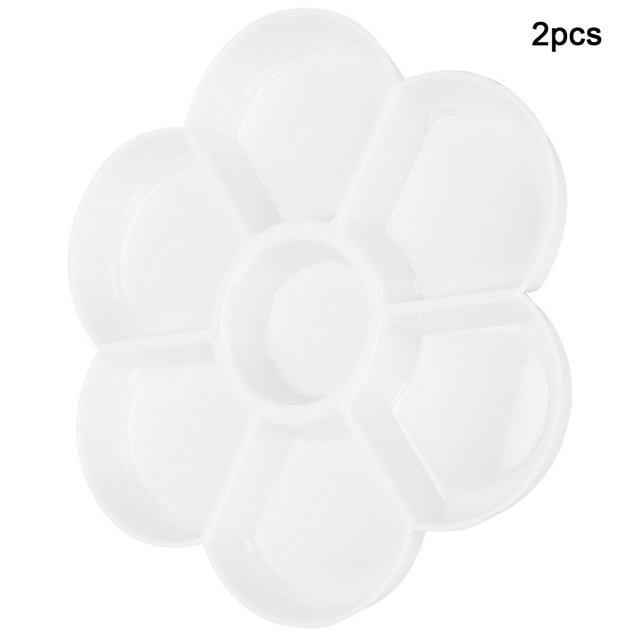 Paleta de pintura al óleo de 2 uds., forma de ciruela, 7 rejillas, paleta de pinturas de mezcla de Color blanco de plástico engrosado