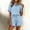 Light Blue, variant on Morttic Women's 2-Piece with Pocket Summer Vacation Outfit – Short Sleeve Button Down Shirt & Drawstring Waist Shorts White,S