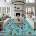 thumbnail image 3 of Teal Construction Vehicle Area Rugs 5'x7', Washable Small Throw Rugs for Laundry Room Playroom, Modern Excavator Crane Indoor Outdoor Rug Non-Slip Low Pile Carpet Runner Reversible Floor Mats, 3 of 8