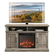 BELLEZE 47 TV Stand with 18 Electric Fireplace, Modern Electric Fireplace TV Stand for TVs up to 50, Entertainment Media Stand with Storage - Norrell (Ashland Pine)