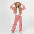 thumbnail image 4 of Kids Sweatsuit Velour Kids Pink Sweatsuit Zip Up Cropped Hoodie Sweatpants Sets Outfits for Teen Girls 5-6 Years, 4 of 4