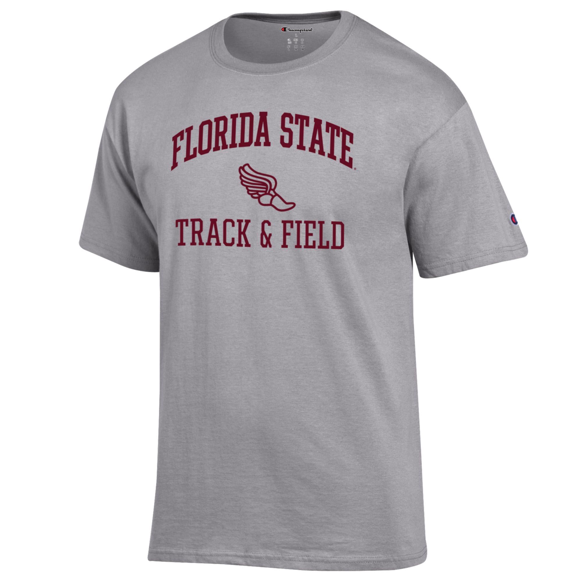 Men's Champion  Gray Florida State Seminoles Track & Field Icon T-Shirt