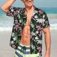 thumbnail image 3 of Fotbe Lilies Flowers Hawaiian Shirt for Men Unisex Summer Beach Casual Short Sleeve Cotton Linen Button Down Shirts-Large, 3 of 5