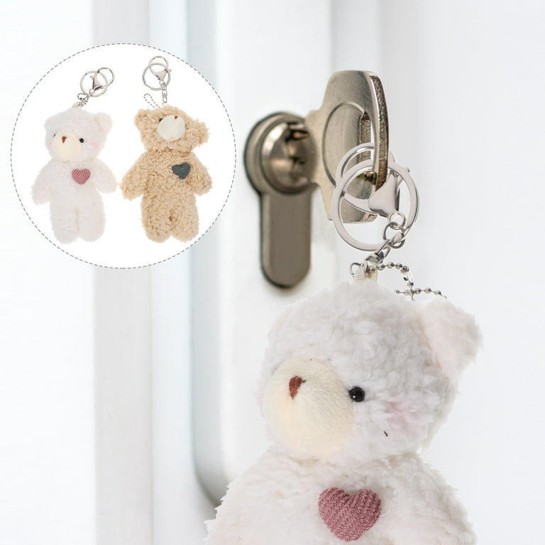 2pcs Fluffy Bear Pendant Bear Keychain Funny Keyring Bag Pendant Decorative  Accessories