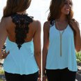 thumbnail image 1 of Top de verano para mujer, chaleco sin mangas, camiseta sin mangas con encaje de ganchillo Irfora Azul S, 1 of 7