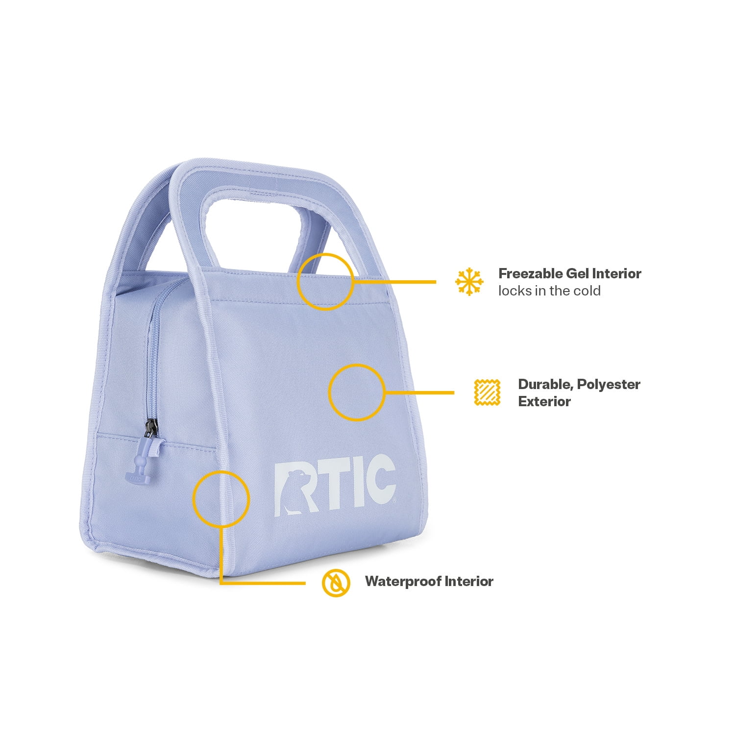 RTIC Insulated Lunch Bag, Soft-Sided Freezable & Collapsible Cooler, Periwinkle
