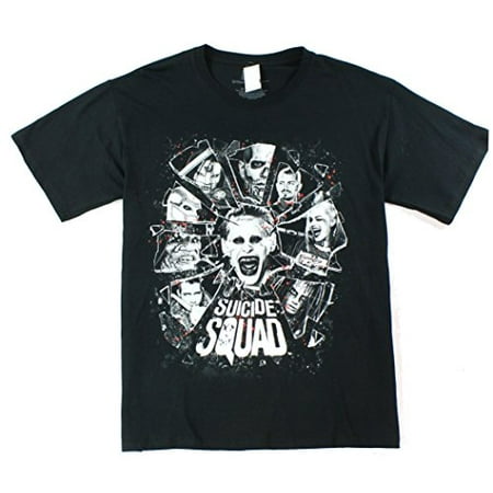 Suicide Squad Mens Group Joker Graphic Tee T-Shirt Black Small