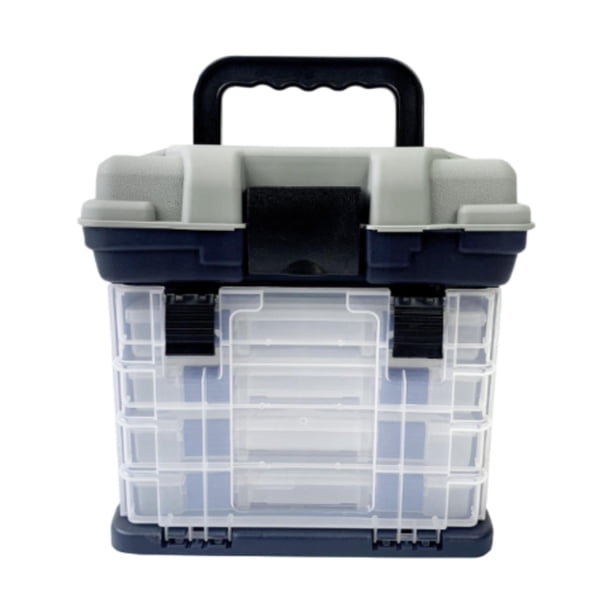 Organizador de caja de aparejos de pesca, práctico estuche de herramientas para señuelos, líneas y anzuelos, 4 unidades Gris