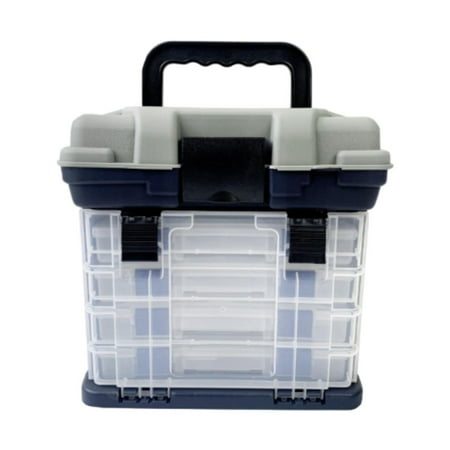 MAGIDEAL Fishing Tackle Box Portable 4 Layer Lure Box for Angler Enthusiast Fishermen Gray