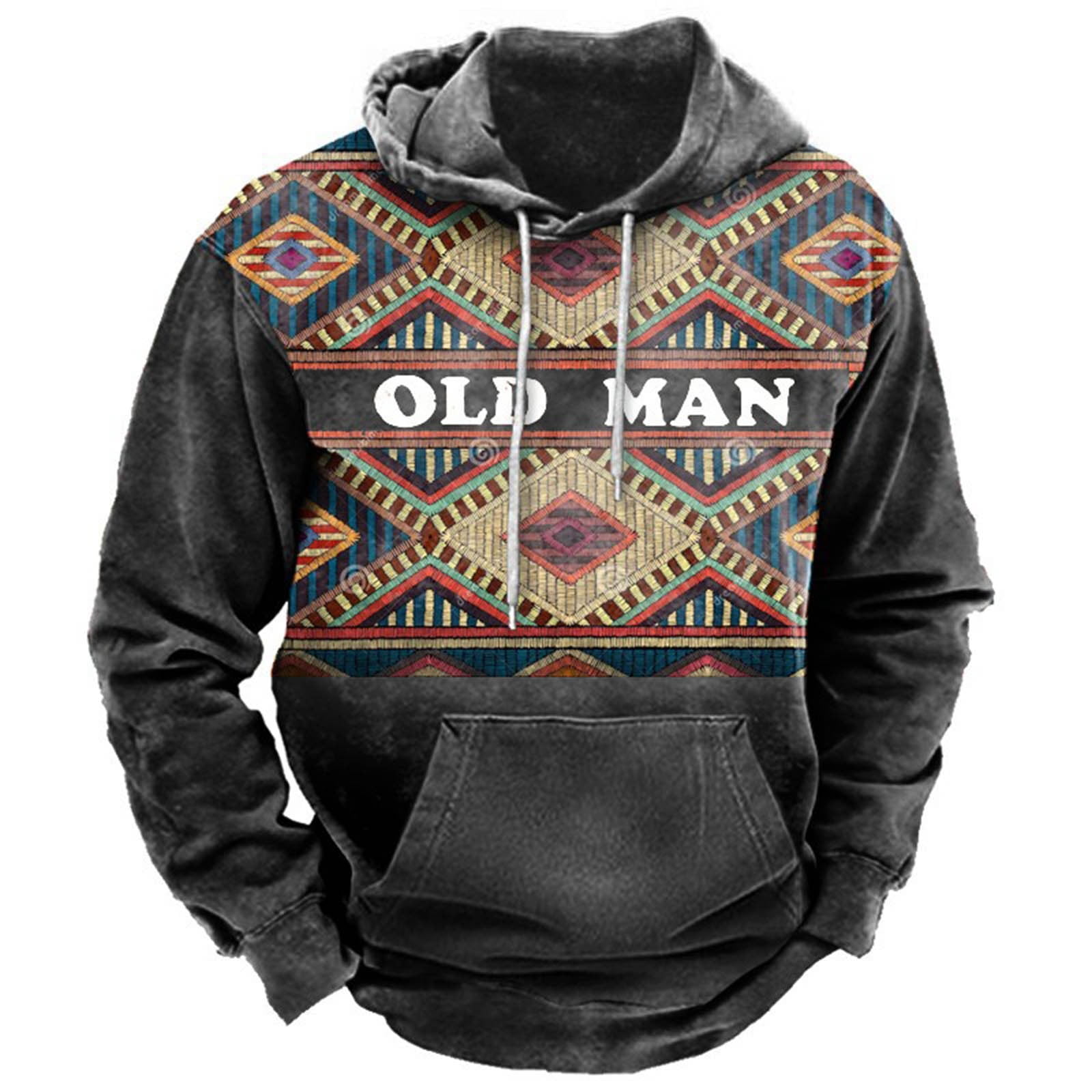 ZCFZJW Men Hoodies Tops Vintage Aztec Graphic Hooded Sweatshirts ...